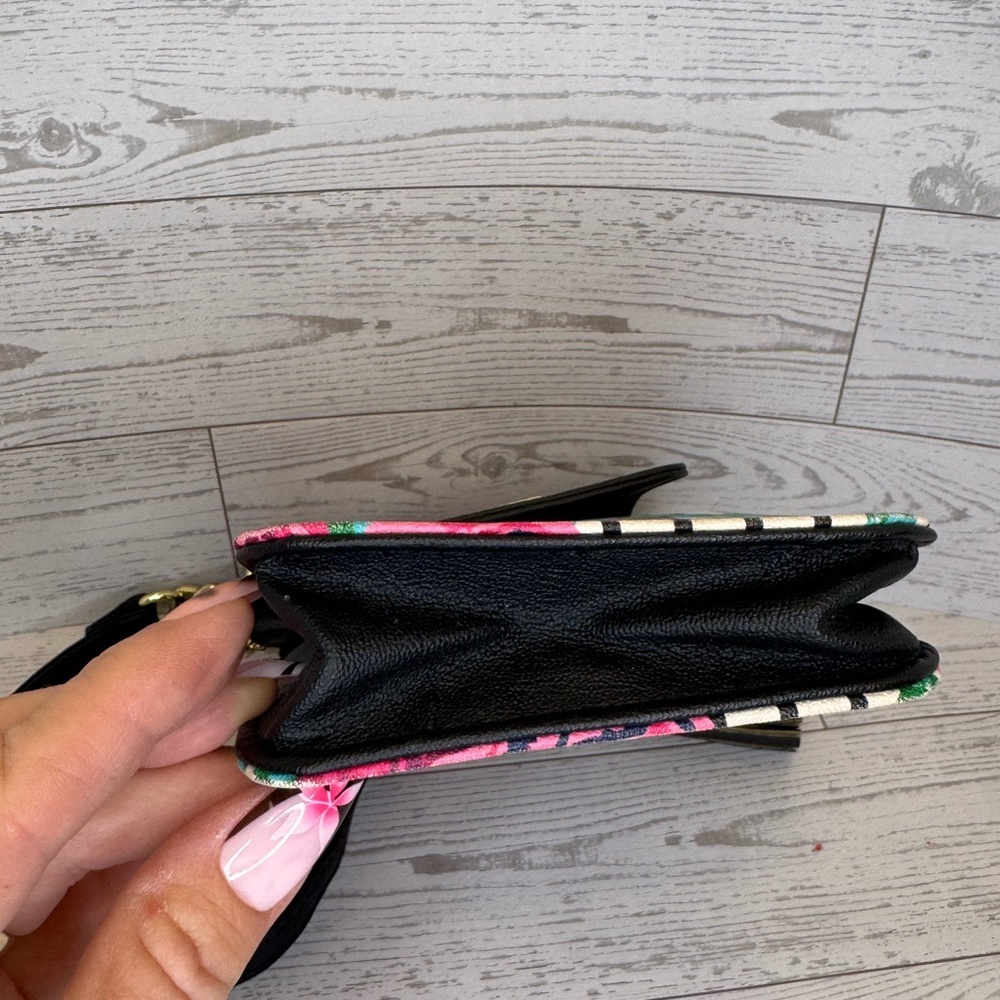 Luv Betsey Betsey Johnson Wallet on a String Floral Striped Crossbody Bag - Picture 6 of 8